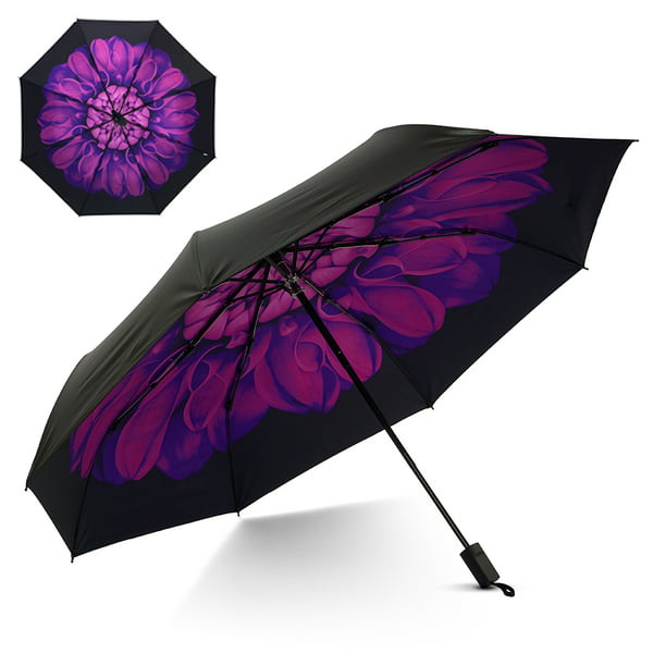Leafs With Lemons And Flowers fashion print cute Windproof automatic tri-fold umbrella sun UV protection Sun umbrella 